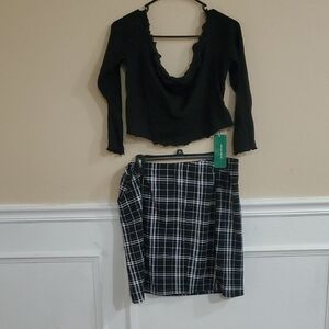 Black and White Plaid Women's Skirt